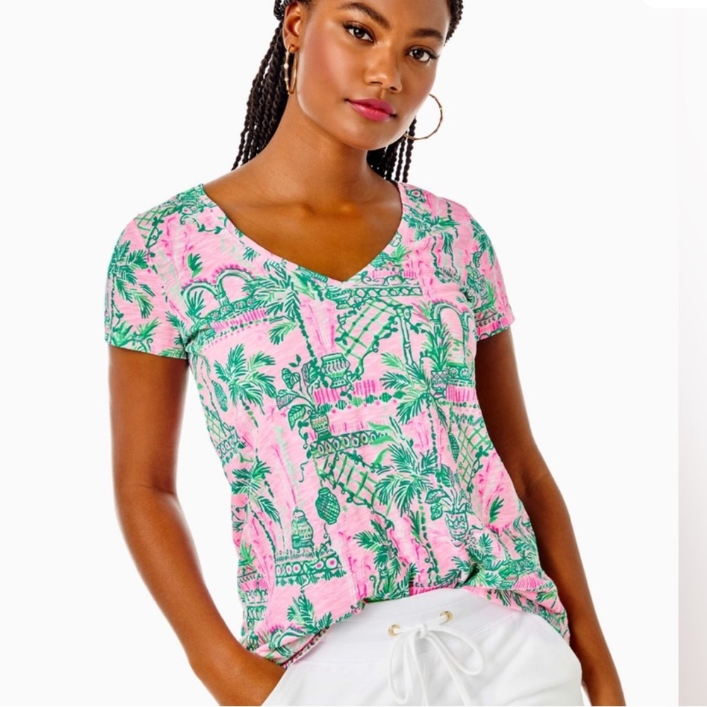 Lilly Pulitzer Etta V Neck Top Mandevilla